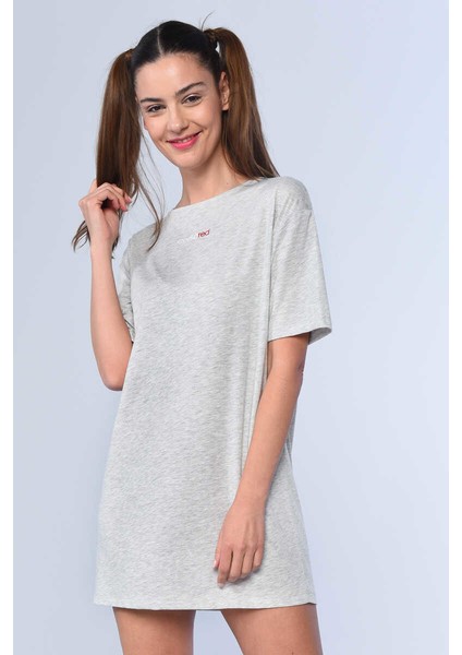 Davıd Gri Kadın Bisiklet Yaka Elbise