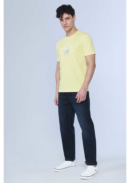 Joshua Sarı Erkek Bisiklet Yaka Tshirt