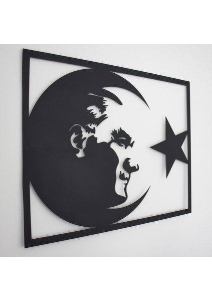 - Ay Yıldız Atatürk Portresi Duvar Oda Ev Aksesuarı Metal Tablo 100 x 78 cm