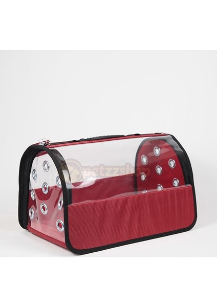 Şeffaf Flybag Pet Taşıma Çantası Kırmızı 26X43X27H cm
