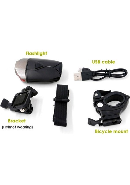 Superl Lava 300LM Bisiklet Ön Işık USB Kask ve Gidon Farı Xbyc 6126
