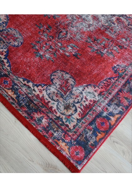 Arte Halı Vintage Kırmızı Salon Halısı Modern Mutfak Halısı Dekoratif Yıkanabilir Kilim Kaymaz Taban Koridor Yolluk Butik Halı Modelleri
