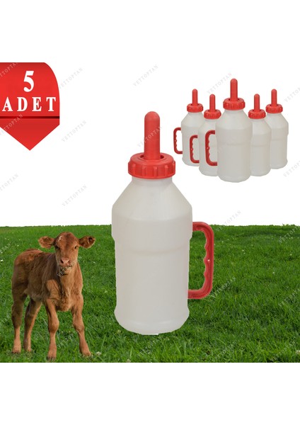 Buzağı Biberon Dana Süt Biberonu 2.5 Litre 5 Adet Büyükbaş Inek Sığır Yavrusu Için
