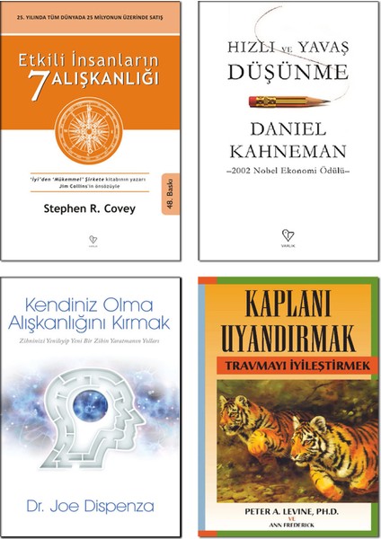 Etkili İnsanların 7 Alışkanlığı - Hızlı ve Yavaş Düşünme - Kaplanı Uyandırmak - Kendiniz Olma Alışkanlığını Kırmak - 4 Kitap