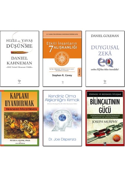 Etkili İnsanların 7 Alışkanlığı - Hızlı ve Yavaş Düşünme - Duygusal Zeka Neden Iq'dan Daha Önemlidir? - Kaplanı Uyandırmak - Kendiniz Olma Alışkanlığını Kırmak - Bilinçaltının Gücü - 6 Kitap
