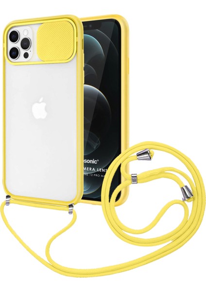 Apple iPhone 12 Pro Uyumlu ipli Kızaklı Buzlu Silikon Kılıf