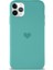 Apple iPhone 11 Pro Max Kılıf Kalp Logolu Altı Kapalı Içi Kadife Lansman Silikon Kılıf - Turkuaz 1