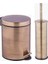 Brown Gold - Kahverengi Renk Banyo 5 Lt Pedallı Çöp Kovası + Klozet Fırçası Set 1