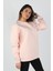 Kadın Sıfır Yaka 3 Iplik Sweatshirt Pembe 1