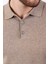 Bej Polo Yaka Düz Renk Erkek Pamuk Triko T-Shirt 2