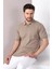 Bej Polo Yaka Düz Renk Erkek Pamuk Triko T-Shirt 4