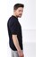 Lacivert Yaka Şerit Fermuarlı Erkek Pamuk Triko T-Shirt 4