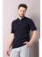 Lacivert Polo Yaka Fitilli Erkek Pamuk Triko T-Shirt 1