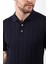 Lacivert Polo Yaka Fitilli Erkek Pamuk Triko T-Shirt 2