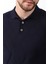 Lacivert Polo Yaka Baklava Desen Erkek Pamuk Triko T-Shirt 2