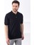 Lacivert Polo Yaka Baklava Desen Erkek Pamuk Triko T-Shirt 3