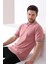 Gül/beyaz Yaka Şerit Düğmeli Erkek Pamuk Triko T-Shirt 4