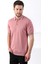 Gül/beyaz Yaka Şerit Düğmeli Erkek Pamuk Triko T-Shirt 5