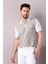 Beyaz/bej Polo Yaka Desenli Erkek Pamuk Triko T-Shirt 1