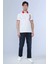 Davıs Beyaz Erkek Kontrast Yaka Detaylı, Baskılı Polo Yaka Tshirt 4