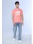 Logo Tee Pembe Erkek Bisiklet Yaka Tshirt 4