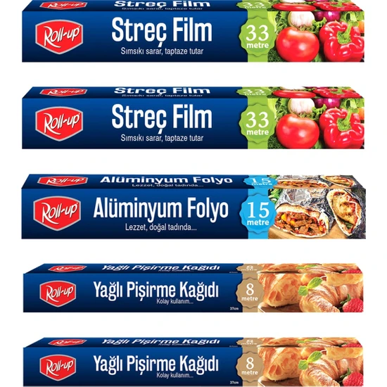 Roll-Up Streç Film - Alüminyum Folyo Pişirme Kağıdı 5 Parça Ekonomik Mutfak Seti 1