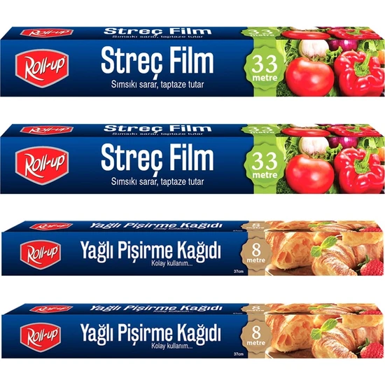 Roll-Up Streç Film ve Pişirme Kağıdı 4 Parça Ekonomik Mutfak Seti 4