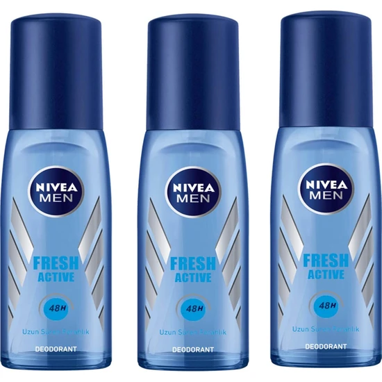 Nivea Men Fresh Active Erkek Deodorant Pump Sprey 75 ml 3 Adet