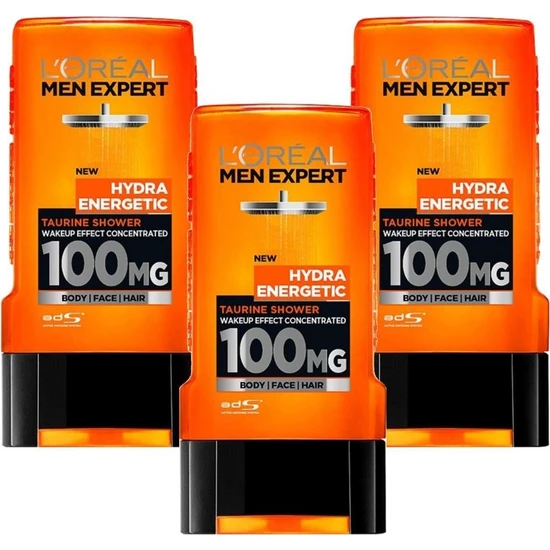 L'Oréal Paris Men Expert Hydra Energetic Taurin Içeren Duş Jeli 300 Ml 3'Lü Set