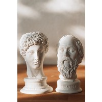 Elver Atölye Beyaz Hermes + Socrates 2'li Heykel Büst