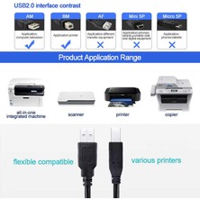 Moonkip Yazıcı Kablosu Ara Printer USB Bağlantı Bağlama Kablo Network Lazer Hp Canon Brother