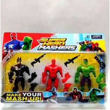 Mrç Örümcek Adam Hulk Batman Sesli Üçlü Super Hero Mashers