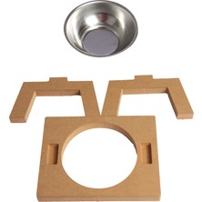 Mini Hediye Mama Kabı Tekli Çelik Kaseli Kedi Köpek Mama ve Su Kabı 18MM Mdf