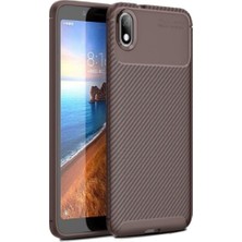 Caseart Xiaomi Redmi 7A Karbon Tasarımlı Kapak - Kahverengi