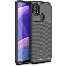 Caseart Samsung Galaxy M31 Karbon Tasarımlı Kapak - Siyah