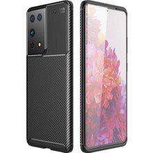 Caseart Samsung Galaxy S21 Ultra Karbon Tasarımlı Kapak - Siyah