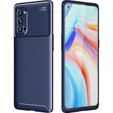 Caseart Oppo Reno 4 Karbon Tasarımlı Kapak - Lacivert