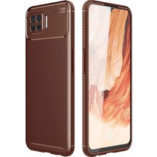 Caseart Oppo A73 Karbon Tasarımlı Kapak - Kahverengi