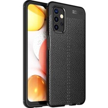 Kzy Samsung Galaxy A32 Kılıf Darbe Korumalı Deri Görünümlü Silikon Arka Kapak - Siyah
