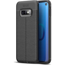 Kzy Samsung Galaxy S10E Kılıf Darbe Korumalı Deri Görünümlü Silikon Arka Kapak - Siyah