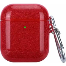 Kzy Apple Airpods Uyumlu Simli Renkli Kılıf - Kırmızı