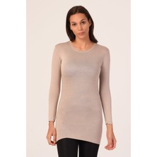 Disentis Modest Yuvarlak Yaka Uzun Kollu Viskon Uzun Vizon Body