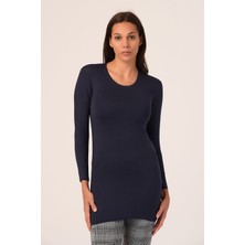 Disentis Modest Yuvarlak Yaka Uzun Kollu Viskon Uzun Lacivert Body