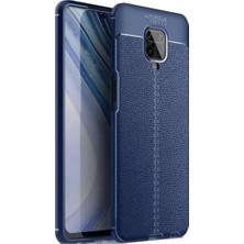 Kzy Redmi Note 9 Pro Kılıf Darbe Korumalı Deri Görünümlü Silikon Arka Kapak - Lacivert
