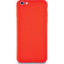 Kzy Apple iPhone 6s Plus Kılıf Yumuşak Silikon Prizma Desenli Arka Kapak - Kırmızı