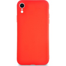 Kzy Apple iPhone Xr Kılıf Yumuşak Silikon Prizma Desenli Arka Kapak - Kırmızı