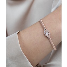 Mode Silver Rose Gold Taşlı Gümüş Bilezik
