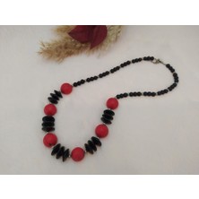 Hd Marketim Doğal Kırmızı Taşlı ve Boncuklu Kolye