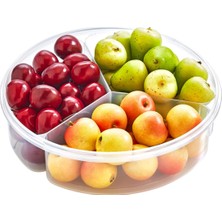 Plastart  Fresh Box Yuvarlak 3 Bölmeli Saklama Kabı Şeffaf
