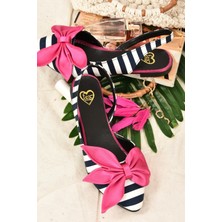 Fox Shoes Siyah/beyaz/fuşya Kumaş Kadın Babet H726809004